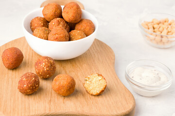 Middle eastern food concept. Falafel Vegan Fried Chickpea Balls