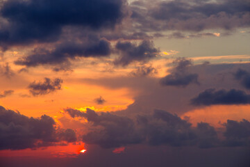 Obraz premium Sunset at the Black sea,Colorful sky and clouds during sunset. Sunset background.
