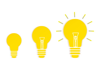 Light bulb 3 levels on blue Background. New Mindset New Results. Creative brainstorm concept, business and education idea. 