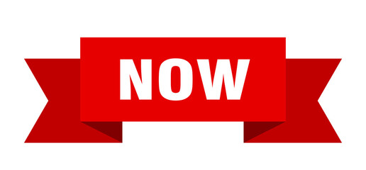 now ribbon. now paper band banner sign