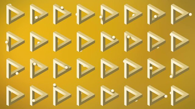 Animation the appearance of an impossible triangle.
Abstract yellow background, 3d rendering, 4k resolution
