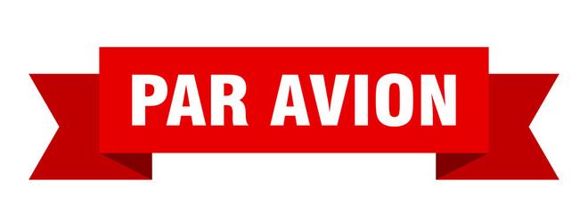 par avion ribbon. par avion paper band banner sign