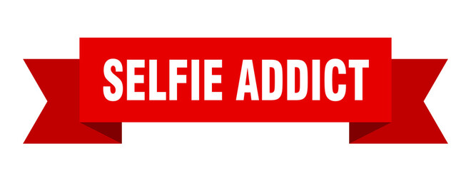 selfie addict ribbon. selfie addict paper band banner sign