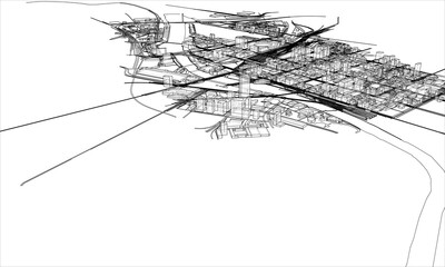 Outline city concept. Wire-frame style