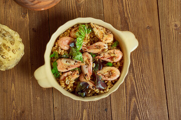 Farro Salad with shrimp