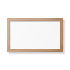 Vector 3d Realistic Horizontal Brown Wooden Simple Modern Frame Icon Closeup Isolated on White Background. It can be used for presentations. Design Template for Mockup, Front View