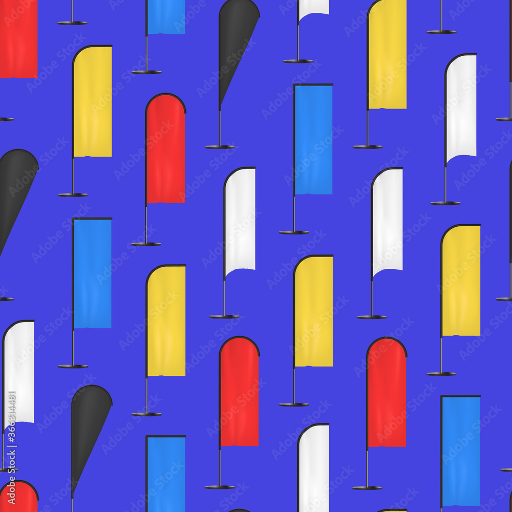 Poster realistic 3d detailed color blank expo banner flag seamless pattern background. vector