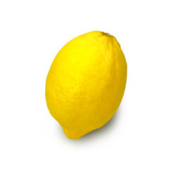 Full yellow lemon isolate on white background with clipping path.