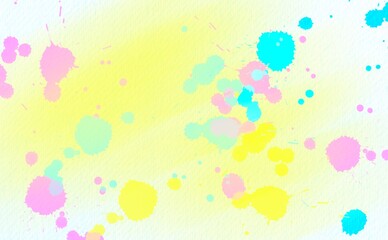 Abstract colorful watercolor with blobs for background. Digital art painting