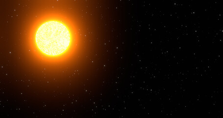 Render with a growing star on a background of stars
