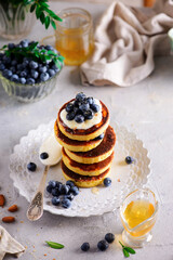 Pancakes with blueberry..style  .selective focus