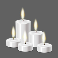 Realistic 3d Detailed Candle Light in a Case Set. Vector