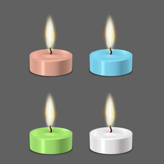 Realistic 3d Detailed Candle Light in a Case Set. Vector