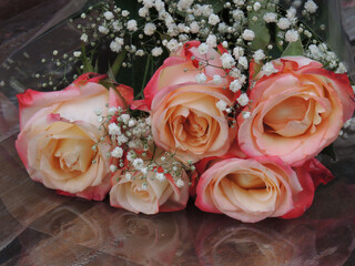 very beautiful roses in a bouquet.flowers for a birthday.