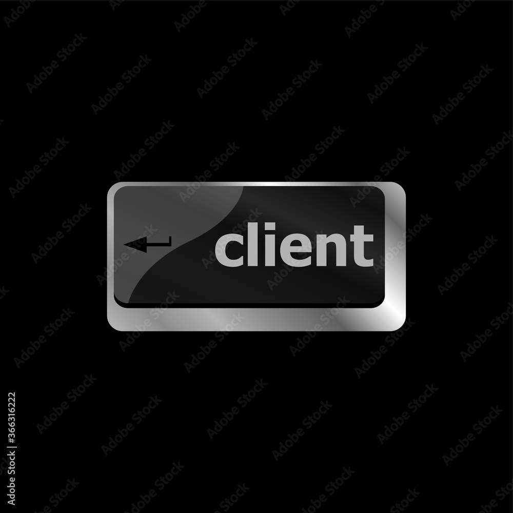 Poster customers service concept. button on modern computer keyboard with word clients on it