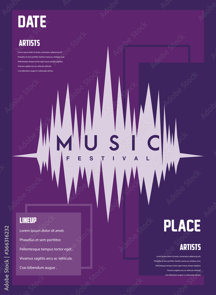 Wall mural poster music festival, musical creative invitation