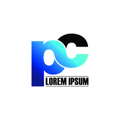 Letter PC simple logo icon design vector