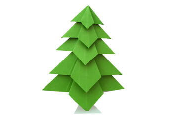 Paper Christmas tree isolated on white
