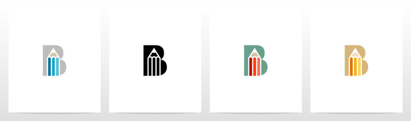 Pencil On Letter Logo Design B