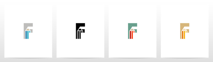 Pencil On Letter Logo Design F