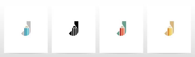 Pencil On Letter Logo Design J