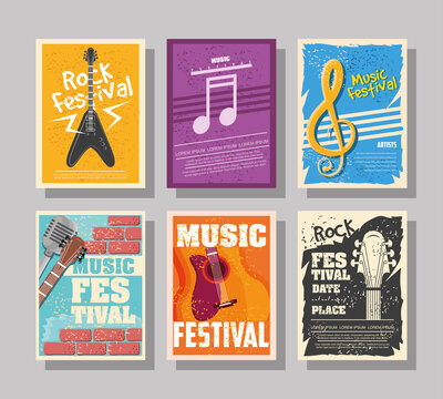 set of music festival posters