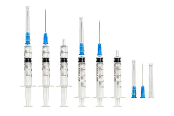 Set of medical disposable syringes. Collection icon syringe isolated on white