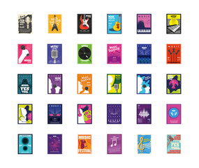 set of music festival posters