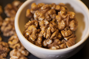 Walnuts in a white bowl