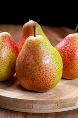 Fresh ripe red yellow forelle pears fruit from Germany