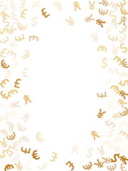 Euro dollar pound yen gold signs scatter money vector background. Profit growth backdrop. Currency 