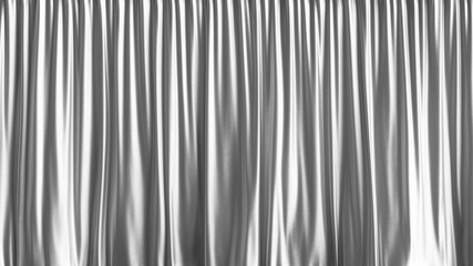 Obraz premium Silver closed cloth curtain abstract background. Silver satin or silk background. Light white fabric. 3d rendering.