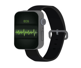 ECG electocardiograph watch. vector illustration