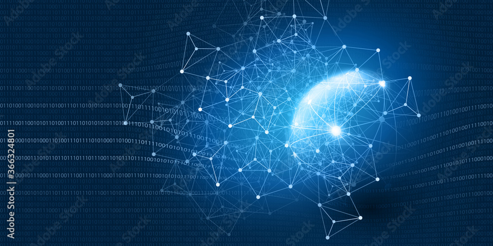 Poster abstract blue minimal style cloud computing, networks, telecommunications concept design with polygo