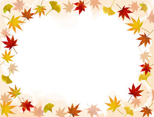 秋の紅葉のイラストフレーム素材