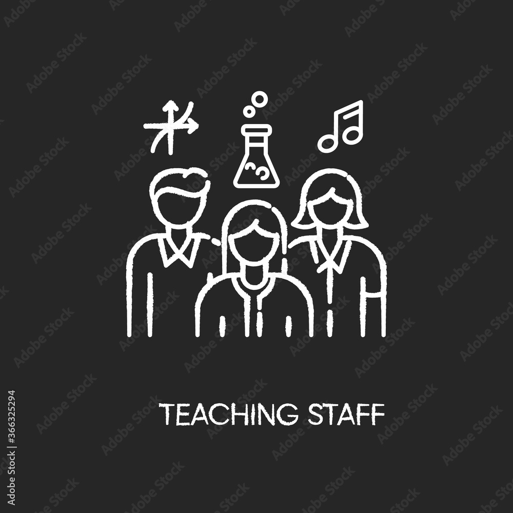 Sticker teaching staff chalk white icon on black background. educational institution personnel, professional