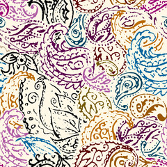 Fototapeta na wymiar Paisley pattern. Seamless pattern in indian style. Texture of fabric. Vector image.