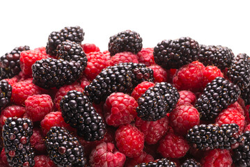 Tasty raspberry and blackberry background.