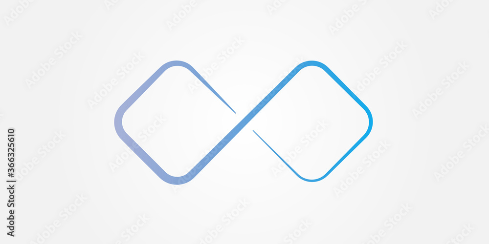 Wall mural abstract blue infinity sign. infinity loop mathematical symbol in flat style with shadows. isolated 
