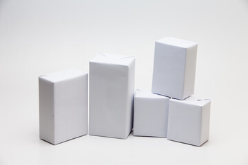 Group of white box gift concept on white