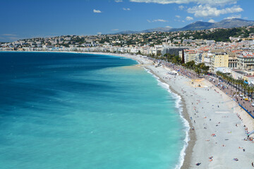 Nice, French Riviera  in Provence, France. Beach view.