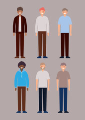 Men cartoons smiling design, Man boy male person and people theme Vector illustration