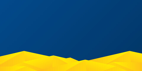 Abstract Yellow 3D Triangle Mountain on Blue Background. Suit for Business, Presentation Design, and much more