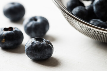 Delicious fresh blueberry close-up, selective focus.