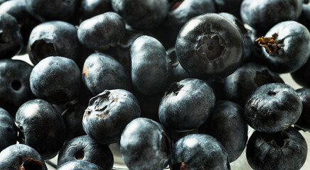 Delicious fresh blueberry close-up, selective focus.
