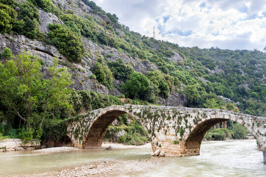 Old Mamluk stone bridge in Nahr el Kalb, Lebanon