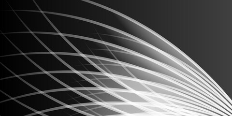 Dark black white curve wave lines pattern abstract background for presentation design