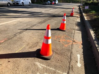 road work - orange cones