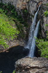 Fototapeta premium Waterfall at Chapada dos Veadeiros national park in Brazil