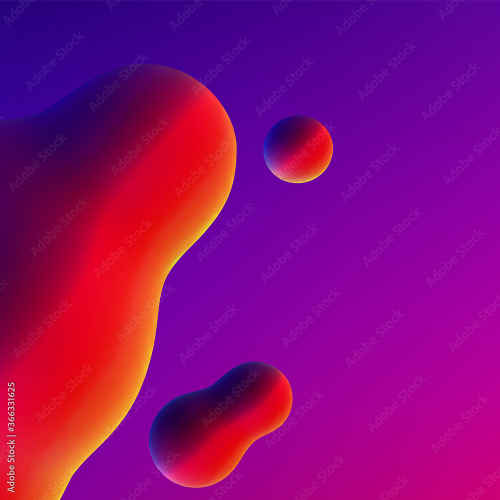 Poster fluid design liquid blobs with vibrant intense colors abstract background